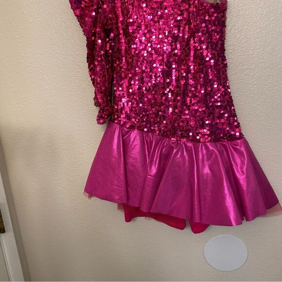 WEISSMAN Dance Costume hot pink sequin one sleeve CALL ME MAYBE 9243 SA adult - Picture 4 of 13
